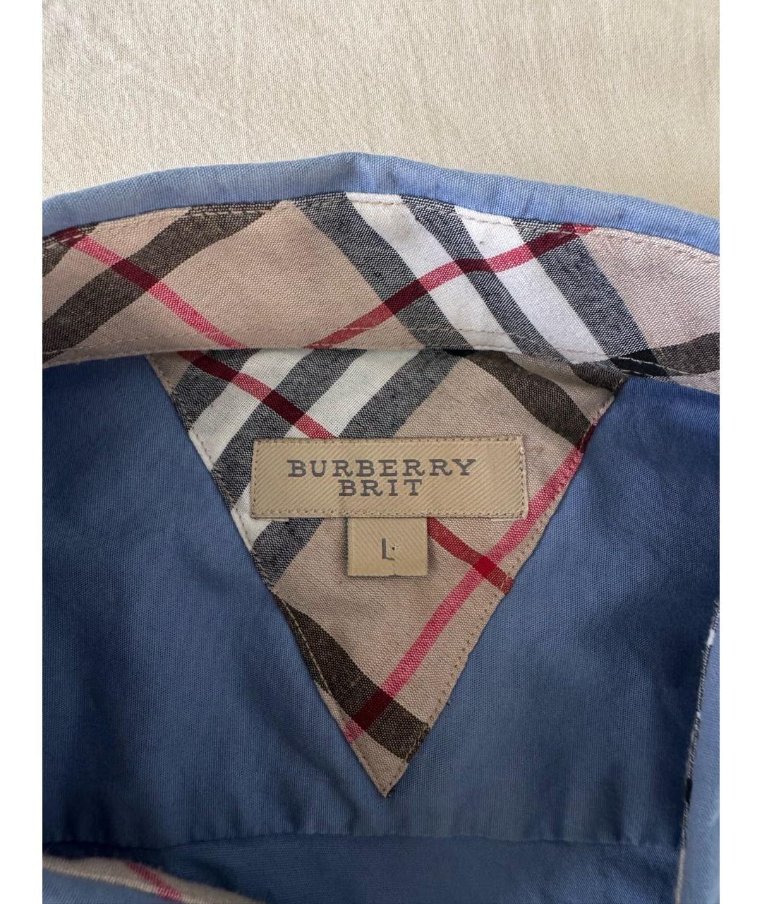 BURBERRY Голубая хлопковая классическая рубашка, фото 2
