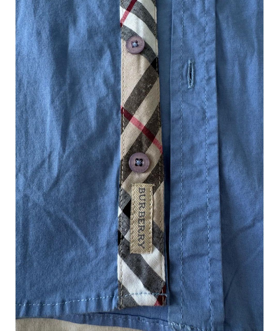 BURBERRY Голубая хлопковая классическая рубашка, фото 4