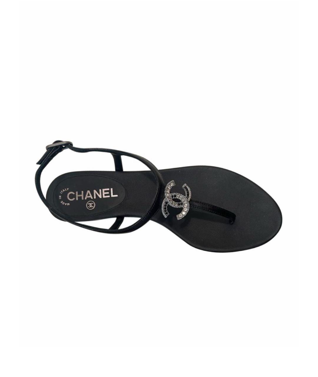 CHANEL Черные кожаные босоножки, фото 1