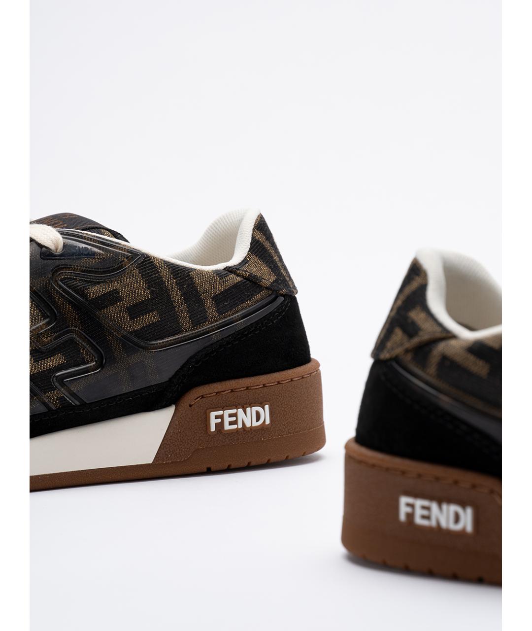 FENDI Коричневые текстильные кеды, фото 5