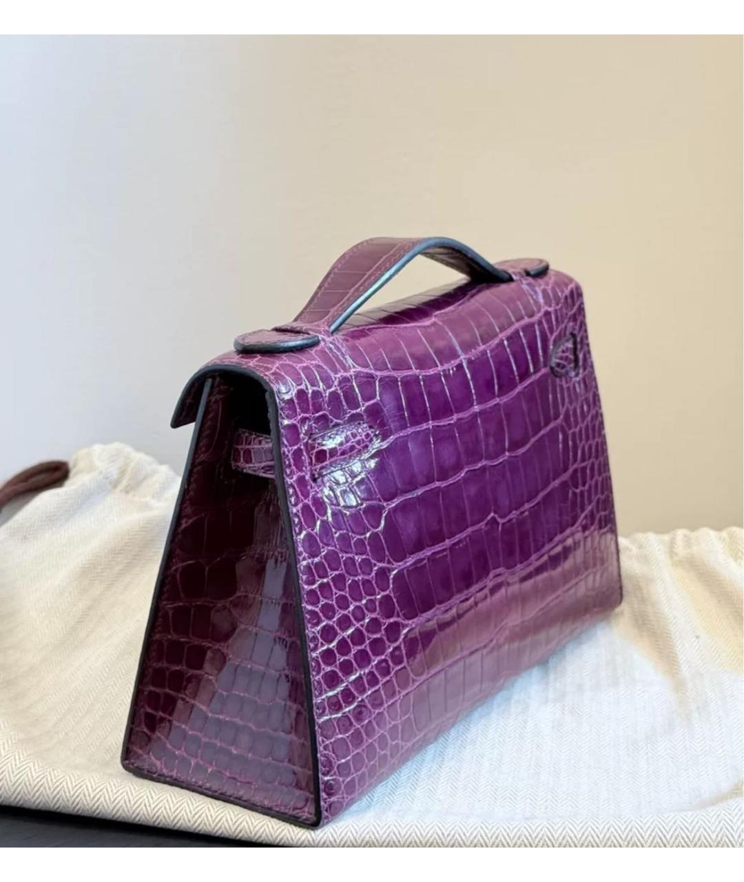 HERMES Фиолетовая кожаная сумка тоут, фото 6