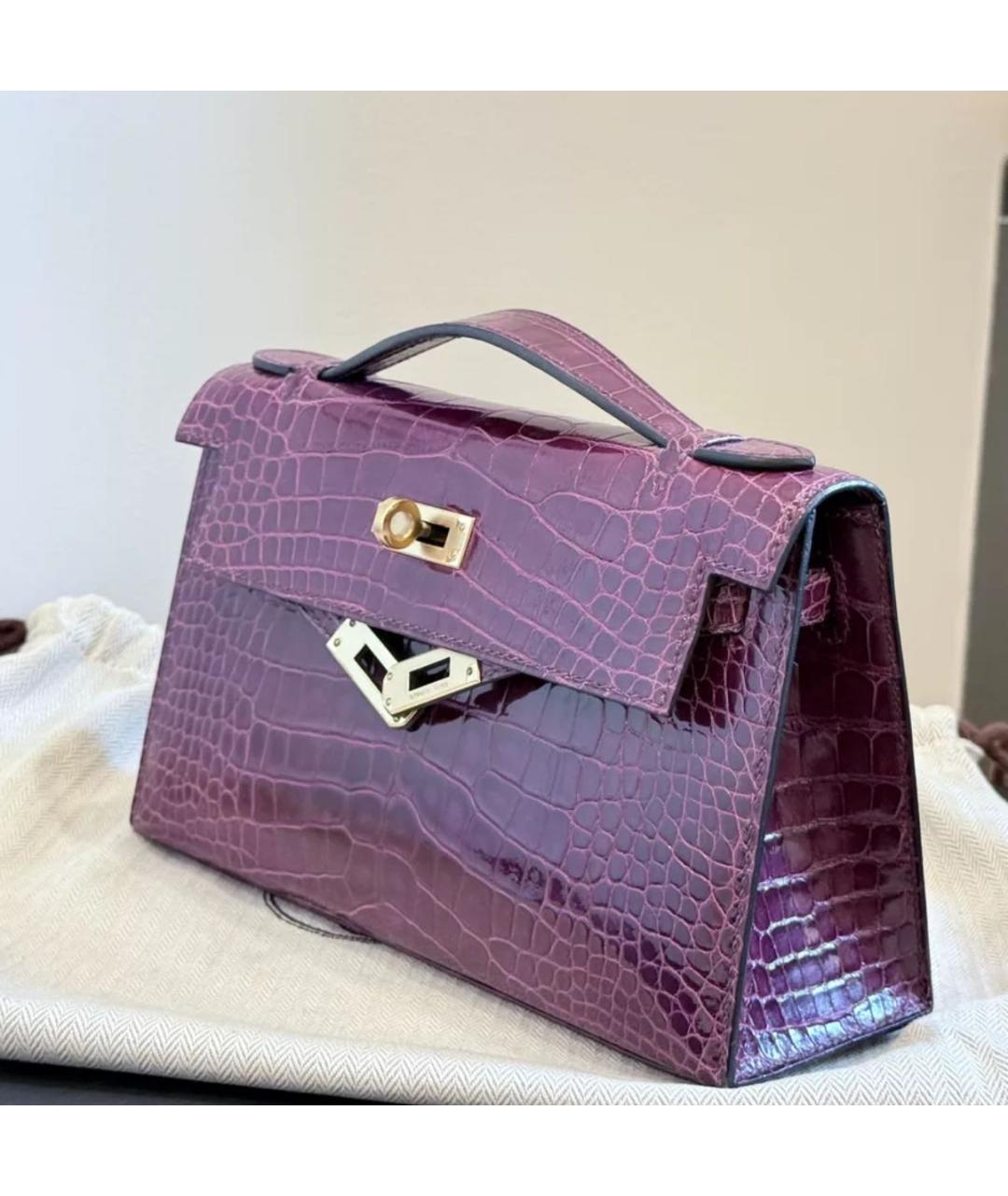 HERMES Фиолетовая кожаная сумка тоут, фото 3