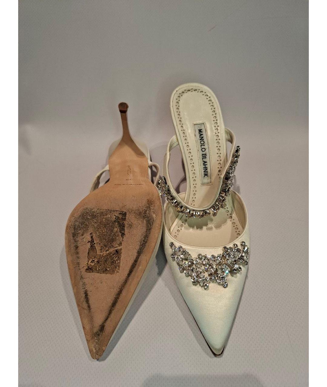 MANOLO BLAHNIK Белые лодочки на низком каблуке, фото 5