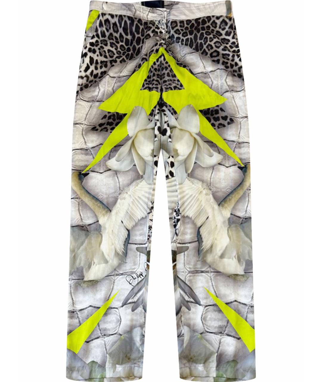 PHILIPP PLEIN Мульти шелковые прямые брюки, фото 1