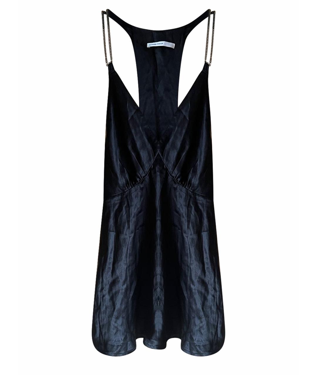 MCQ ALEXANDER MCQUEEN Черная шелковая майка, фото 1