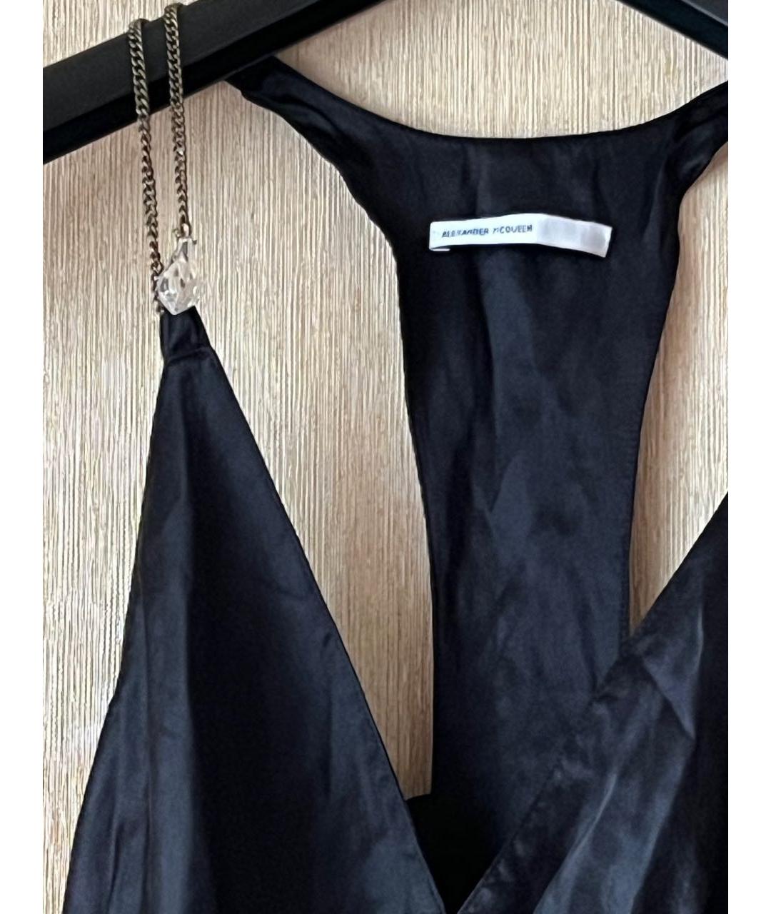 MCQ ALEXANDER MCQUEEN Черная шелковая майка, фото 3