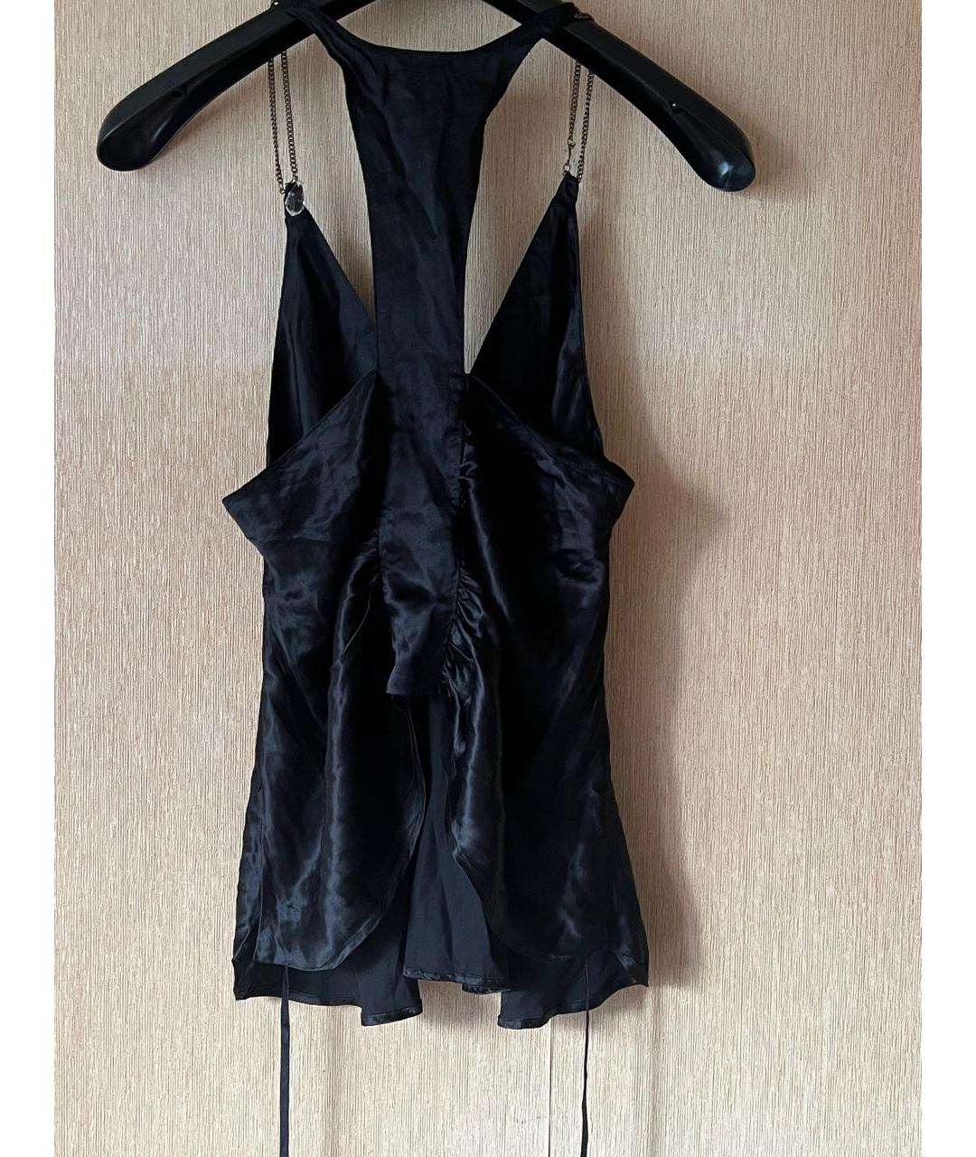 MCQ ALEXANDER MCQUEEN Черная шелковая майка, фото 2