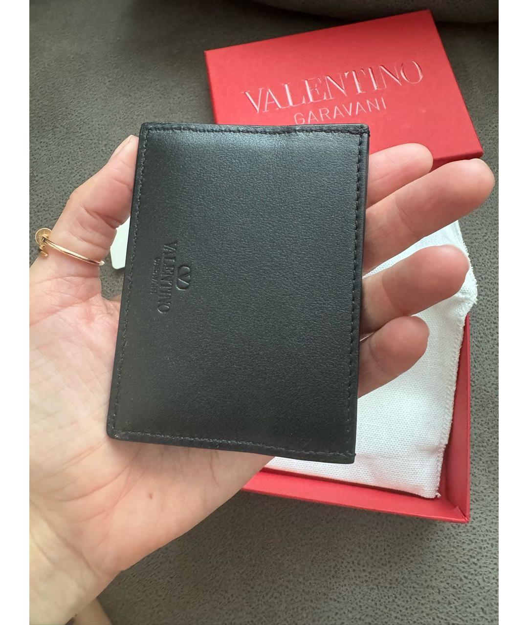 VALENTINO Черный кожаный кардхолдер, фото 3