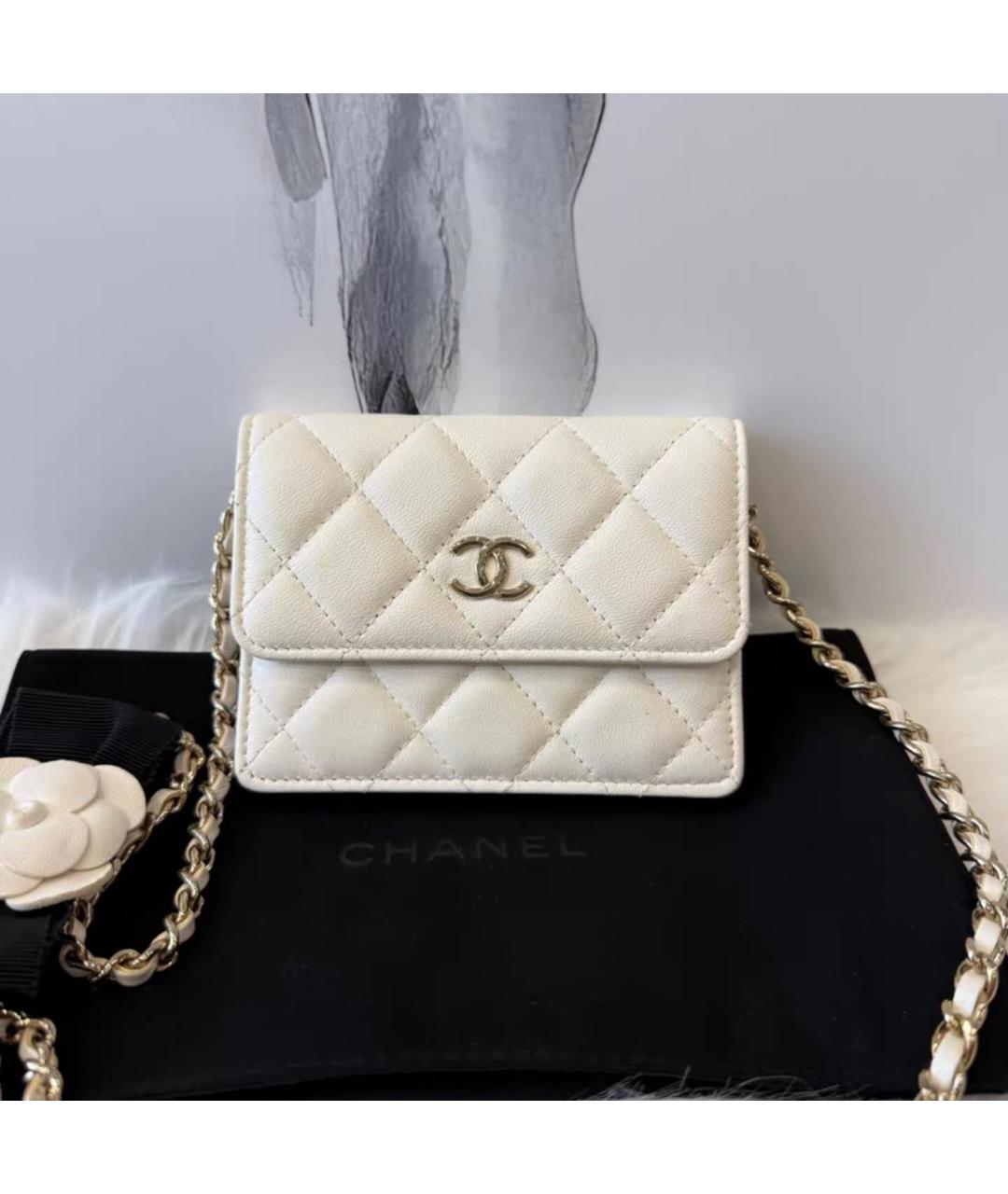 CHANEL Бежевая кожаная сумка через плечо, фото 8