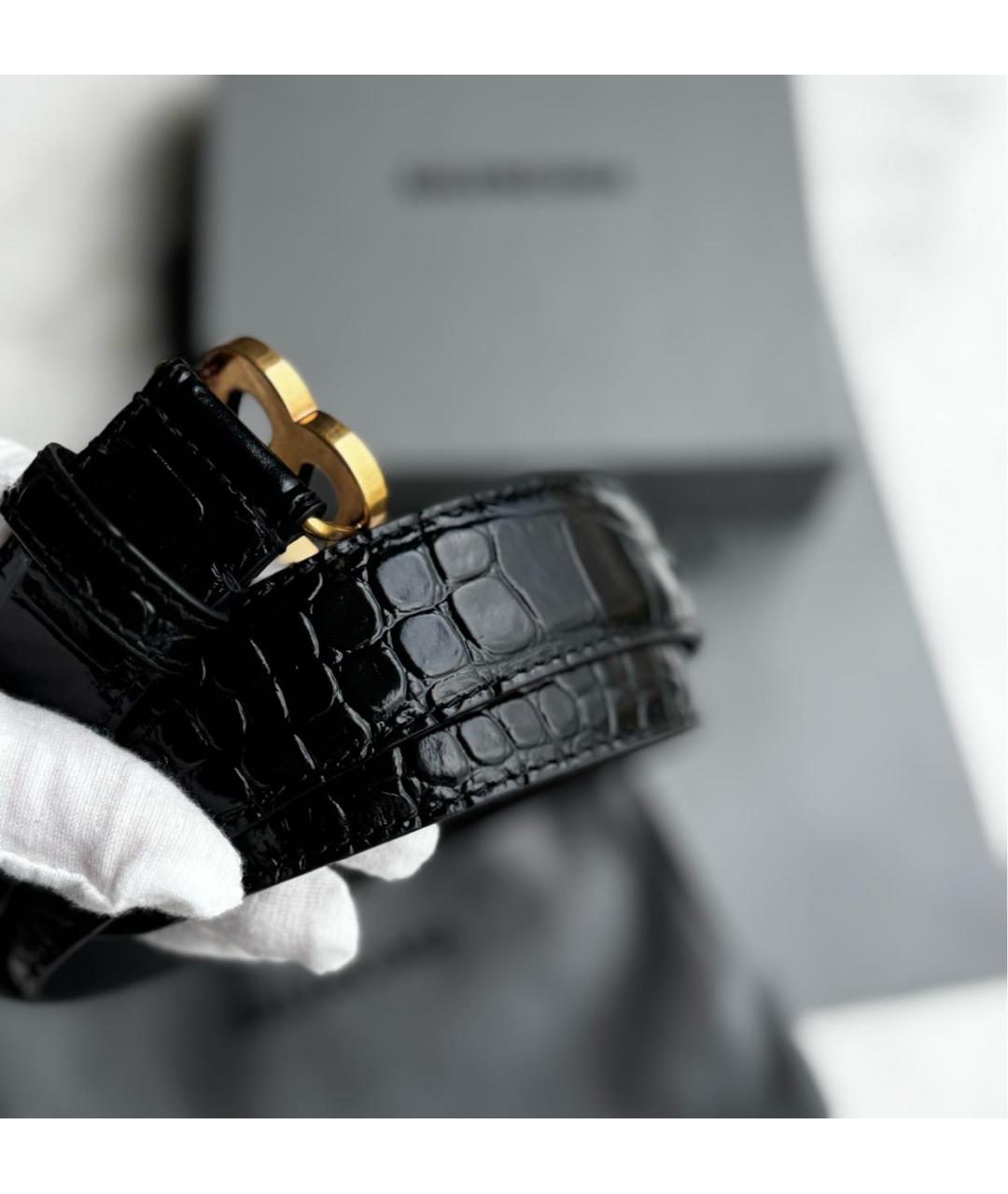BALENCIAGA Черный кожаный ремень, фото 6