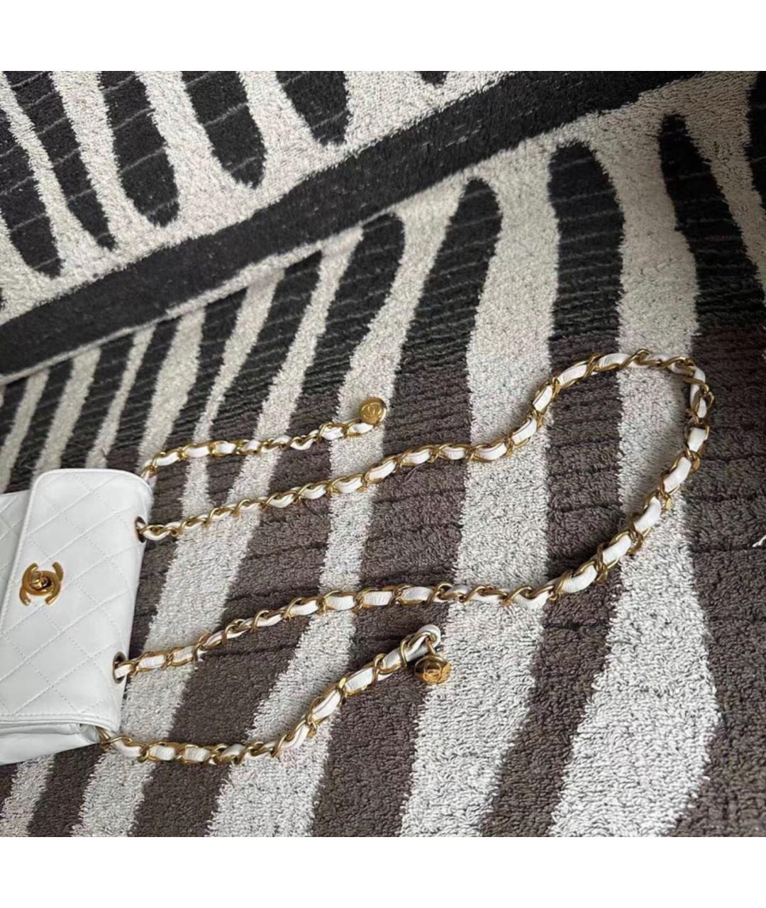 CHANEL Белая кожаная сумка через плечо, фото 4