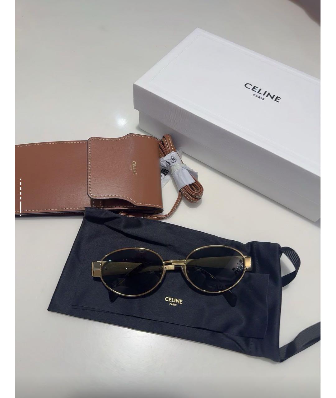 CELINE Золотые металлические солнцезащитные очки, фото 5