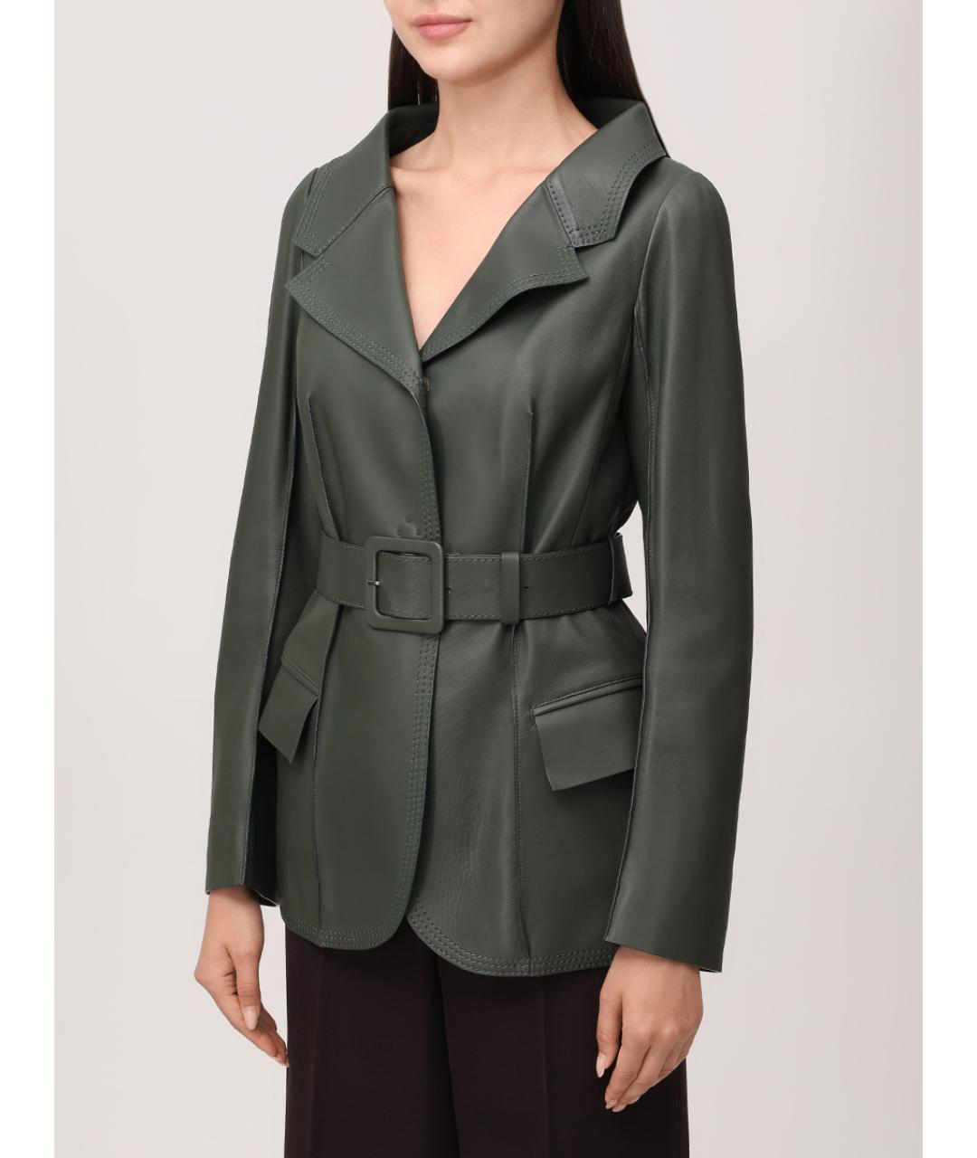 FENDI Зеленая кожаная куртка, фото 3