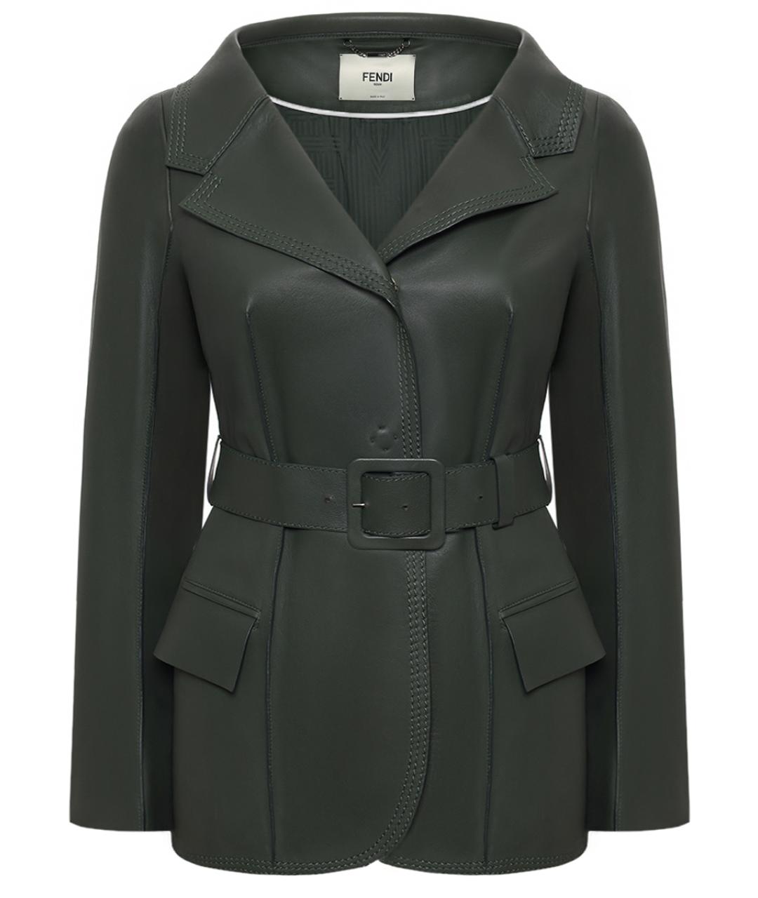 FENDI Зеленая кожаная куртка, фото 1