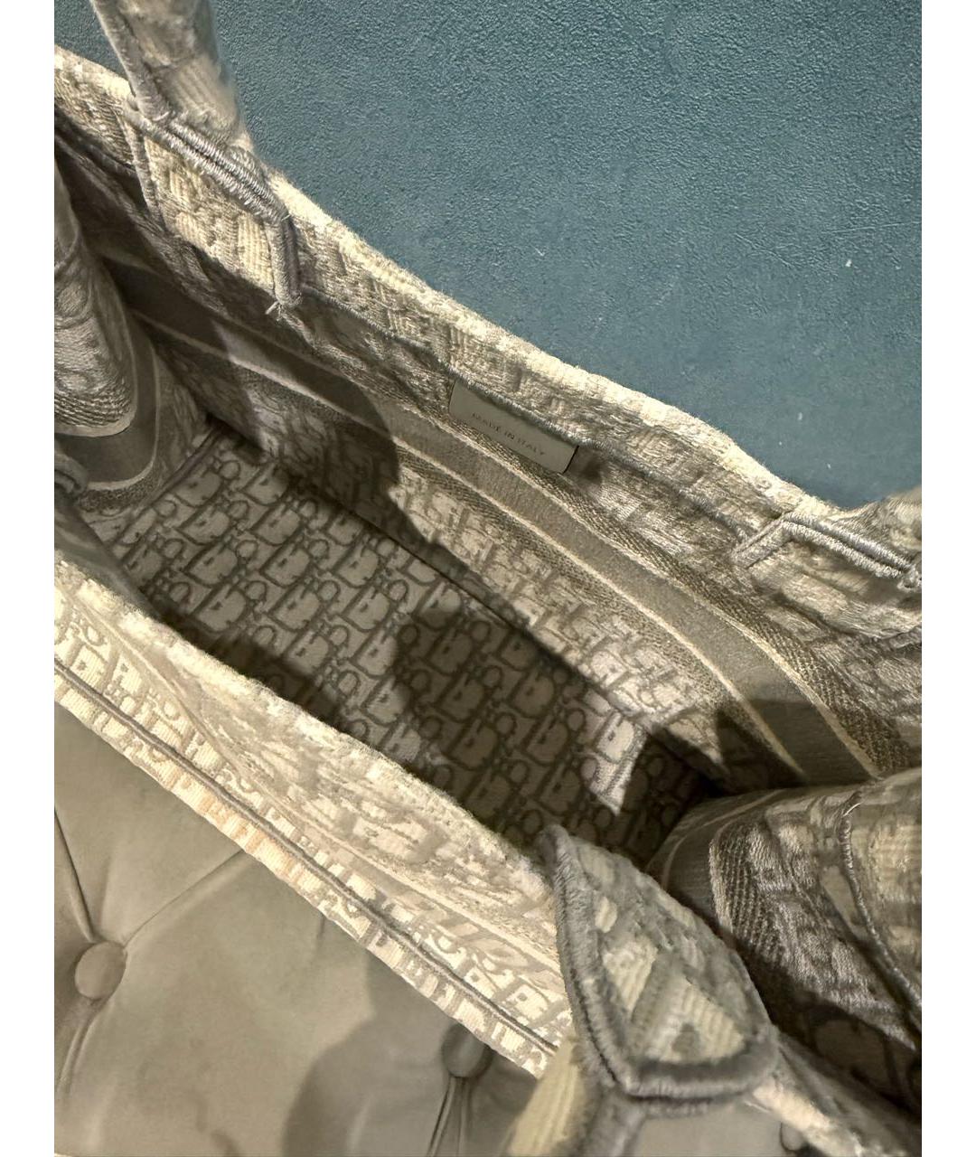 CHRISTIAN DIOR Серая жаккардовая сумка с короткими ручками, фото 4