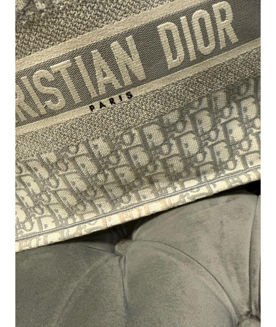 CHRISTIAN DIOR Серая жаккардовая сумка с короткими ручками, фото 5