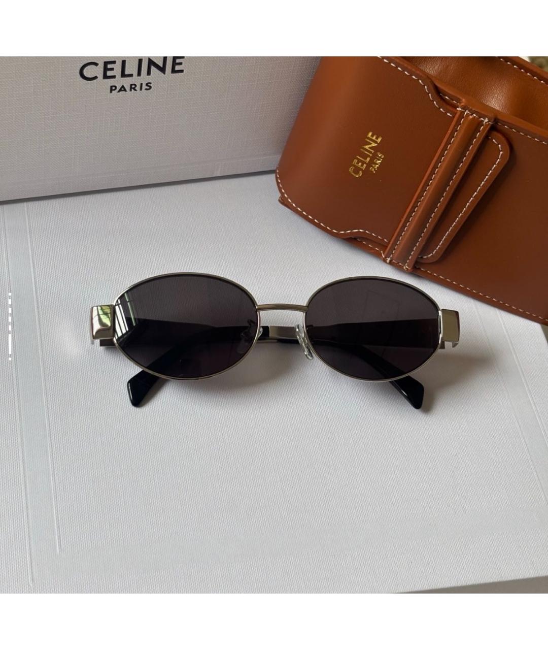 CELINE Серебряные металлические солнцезащитные очки, фото 4