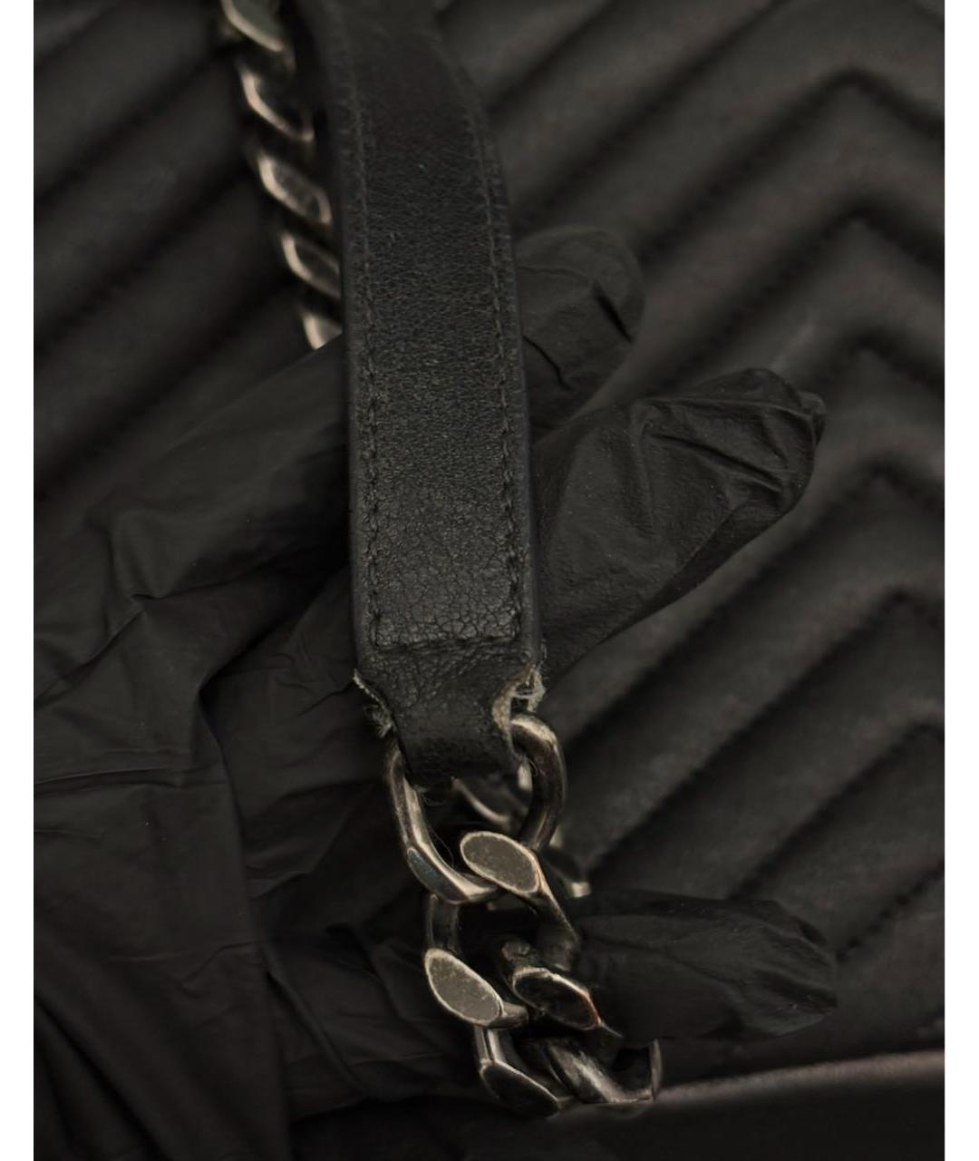 SAINT LAURENT Черная кожаная сумка с короткими ручками, фото 4
