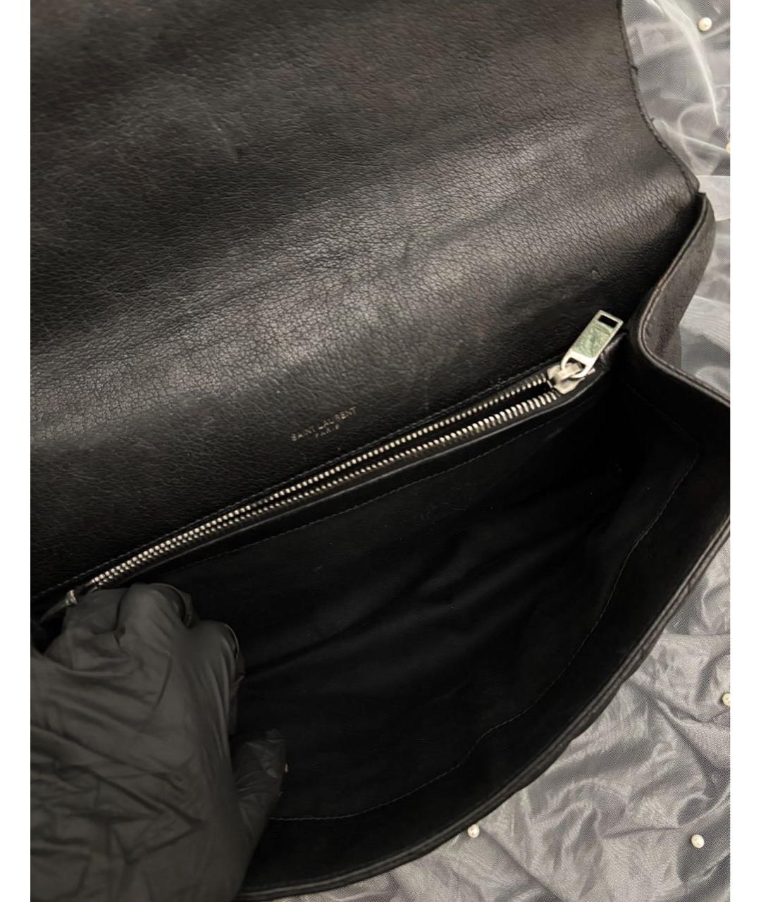 SAINT LAURENT Черная кожаная сумка с короткими ручками, фото 5