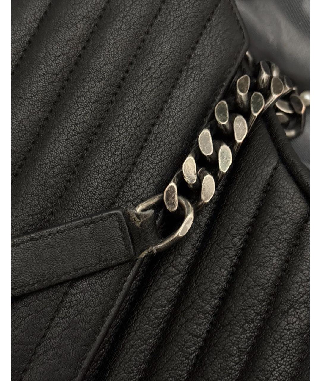 SAINT LAURENT Черная кожаная сумка с короткими ручками, фото 7