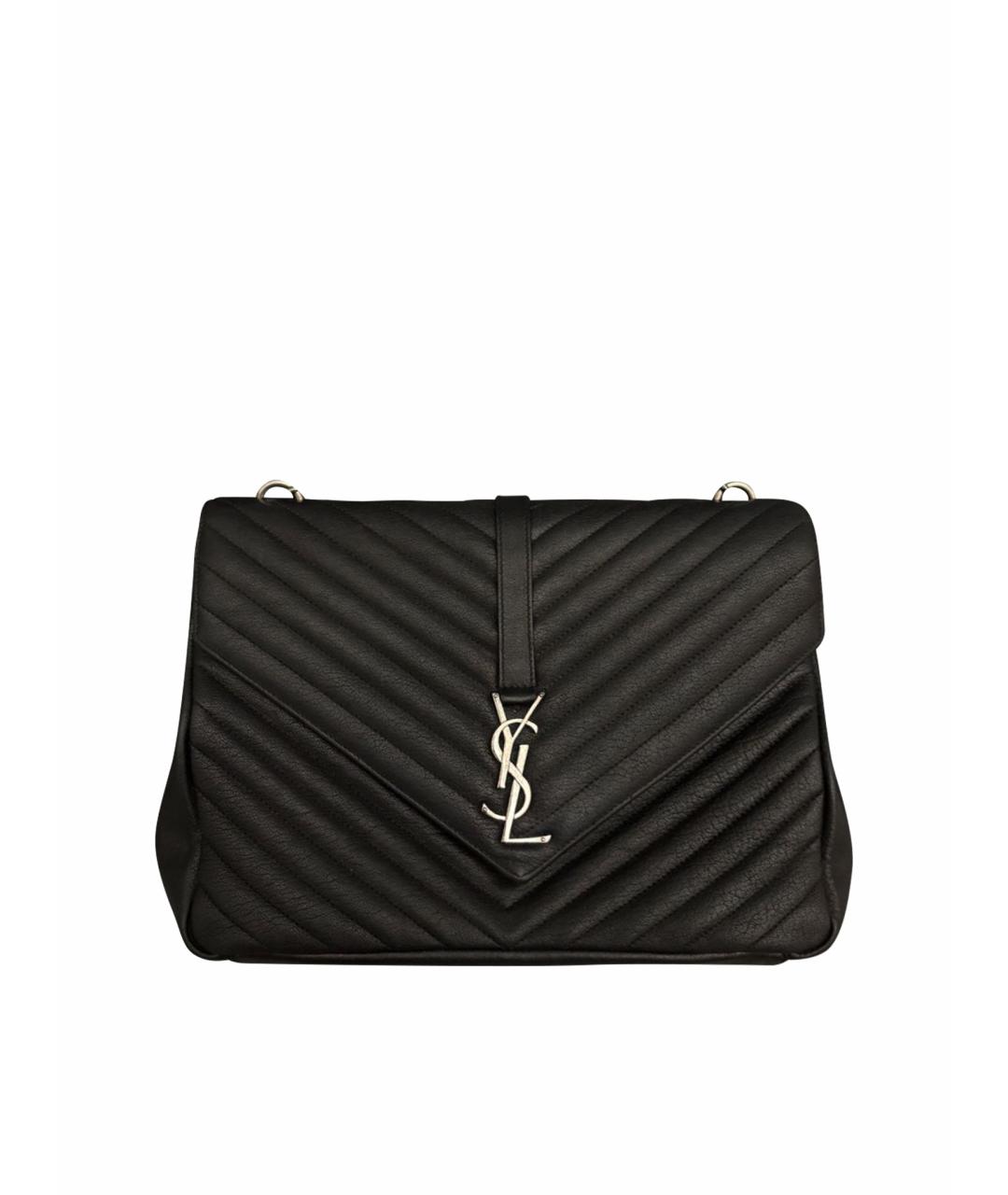 SAINT LAURENT Черная кожаная сумка с короткими ручками, фото 1