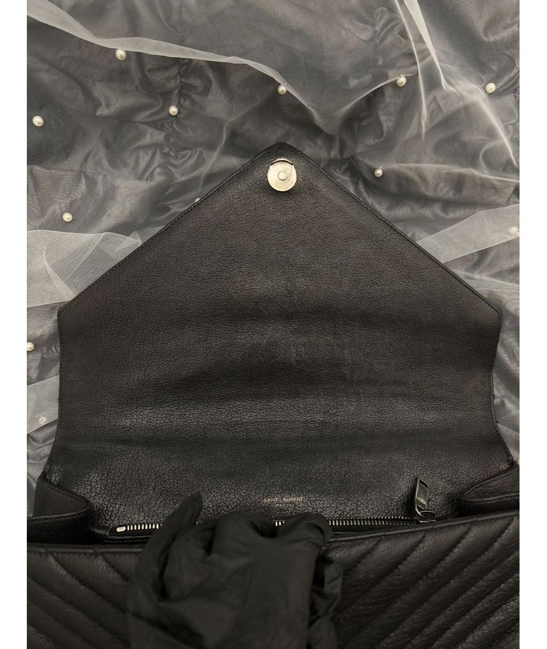 SAINT LAURENT Черная кожаная сумка с короткими ручками, фото 6