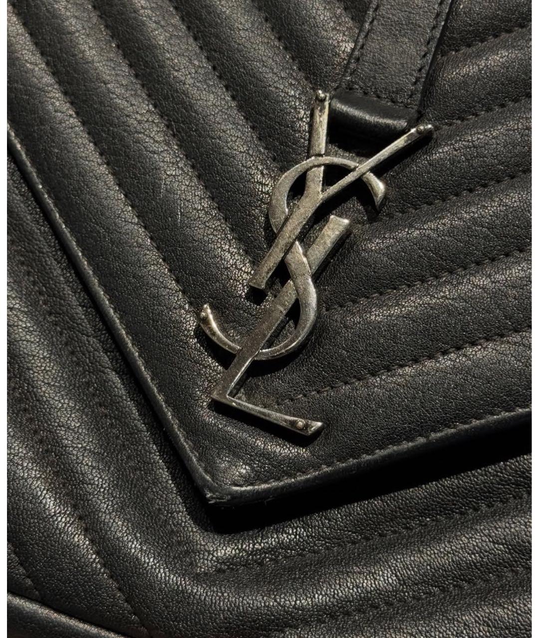 SAINT LAURENT Черная кожаная сумка с короткими ручками, фото 8