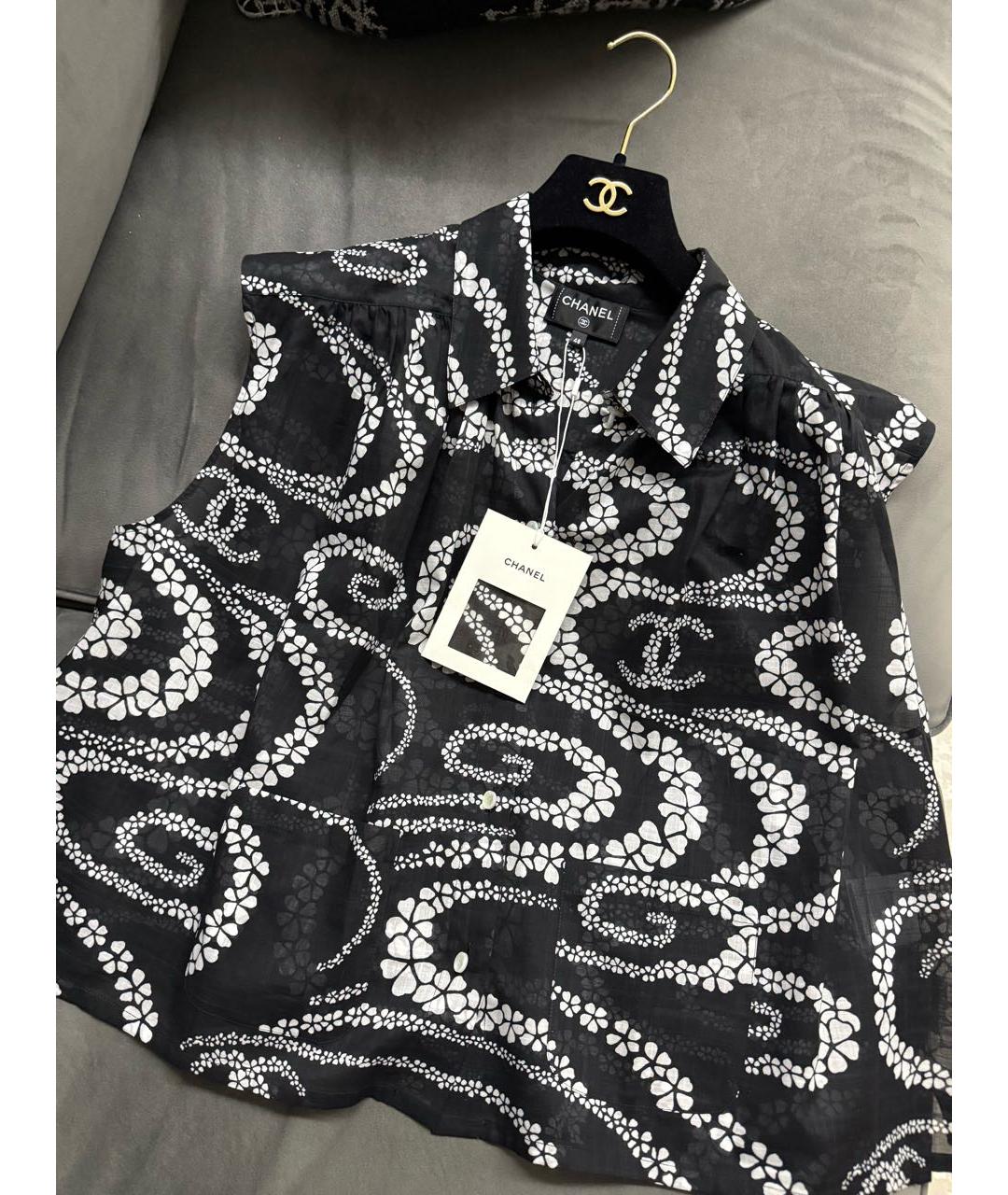 CHANEL Черная хлопковая блузы, фото 4