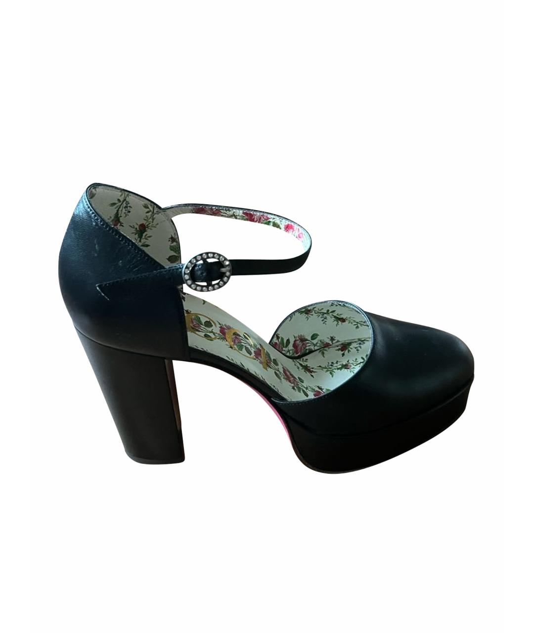 GUCCI Черные кожаные туфли, фото 1