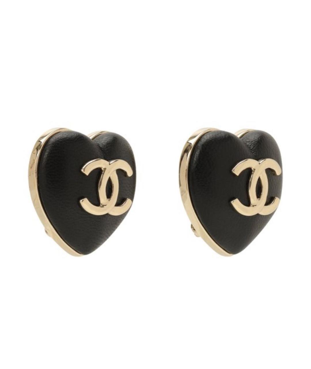 CHANEL Черные кожаные клипсы, фото 3