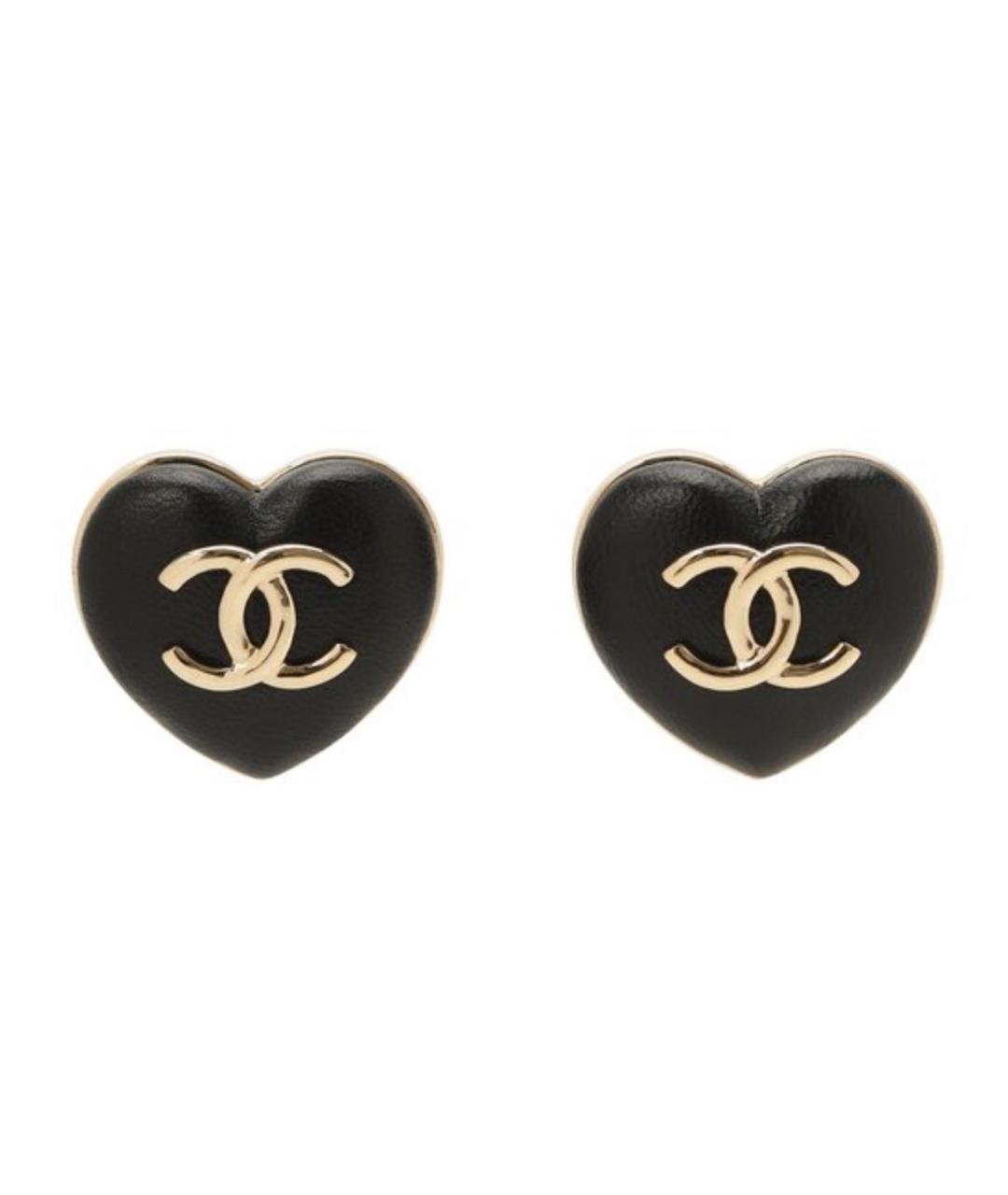 CHANEL Черные кожаные клипсы, фото 1