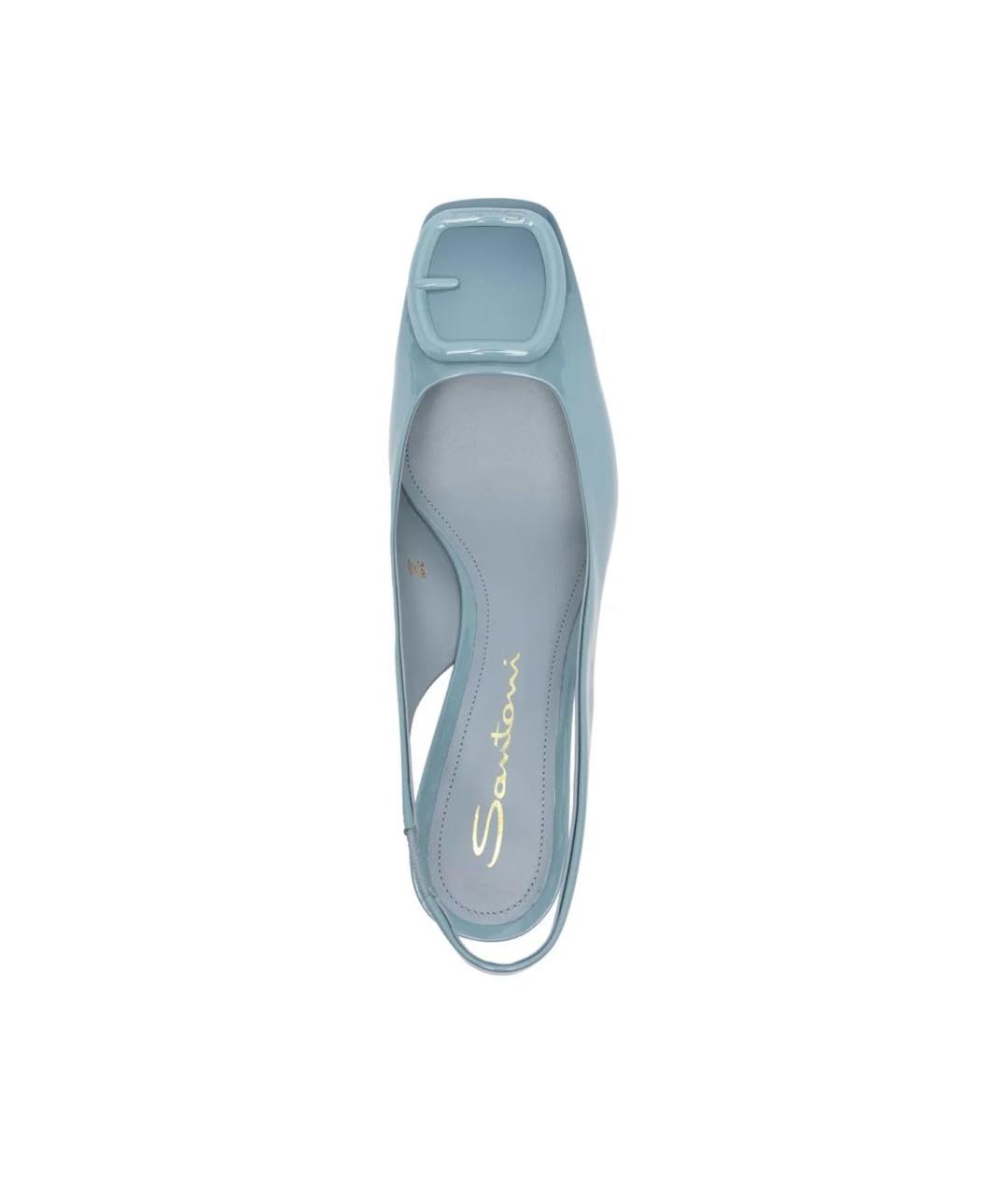 SANTONI Голубые туфли из лакированной кожи, фото 2