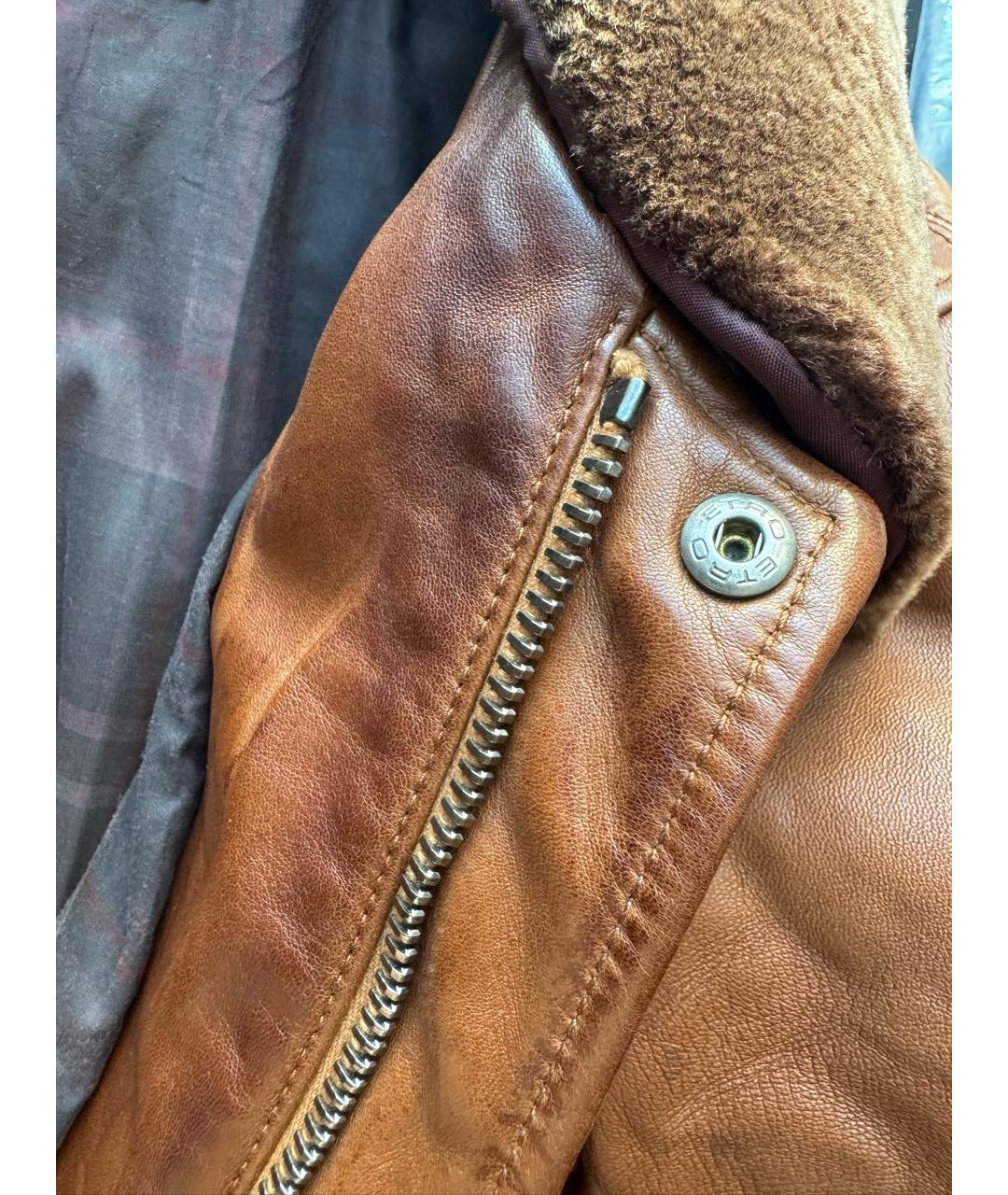 ETRO Коричневая кожаная куртка, фото 5
