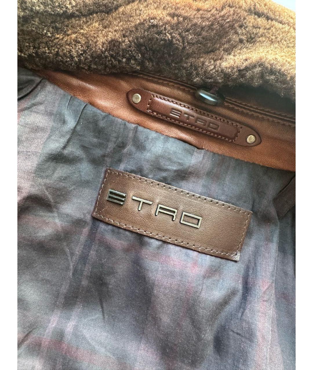 ETRO Коричневая кожаная куртка, фото 3