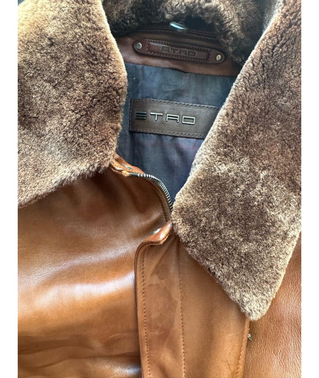 ETRO Коричневая кожаная куртка, фото 7