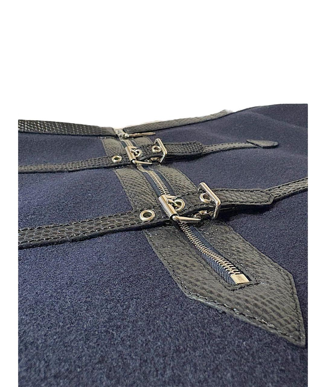 LOUIS VUITTON Темно-синяя шерстяная юбка мини, фото 4