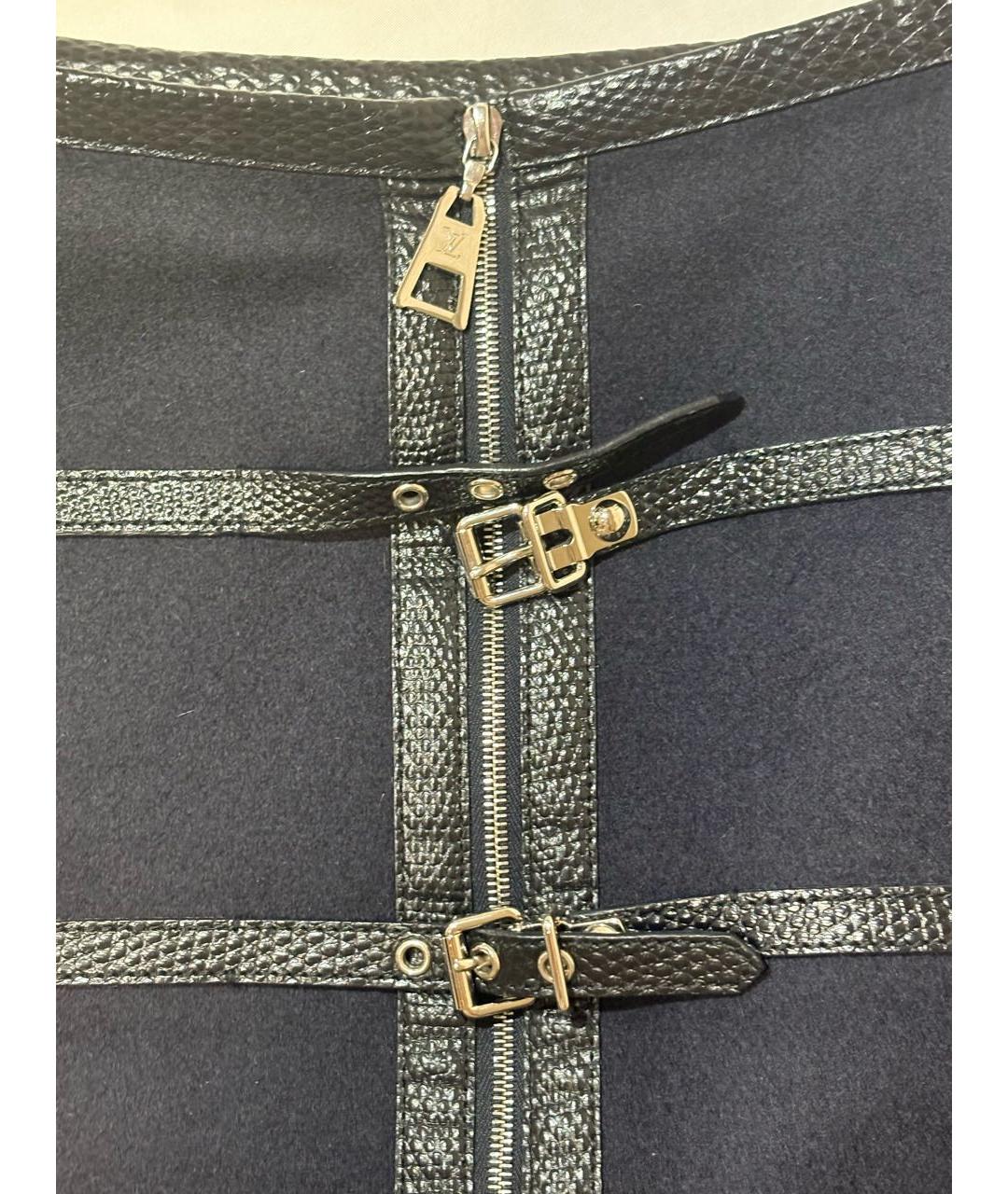 LOUIS VUITTON Темно-синяя шерстяная юбка мини, фото 6