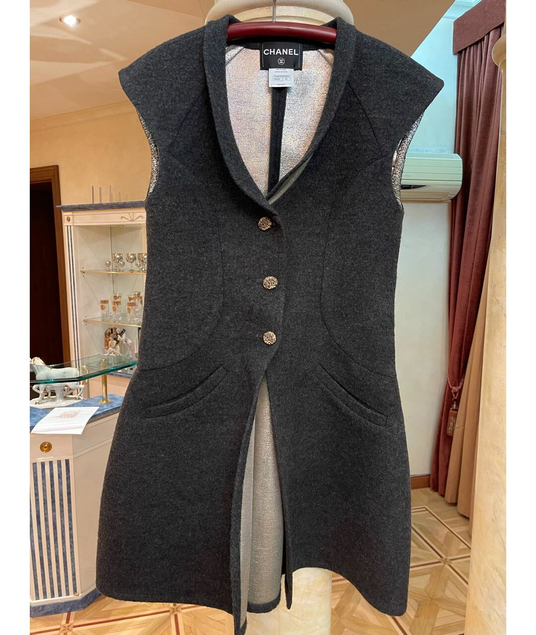CHANEL PRE-OWNED Серый шерстяной жакет/пиджак, фото 7