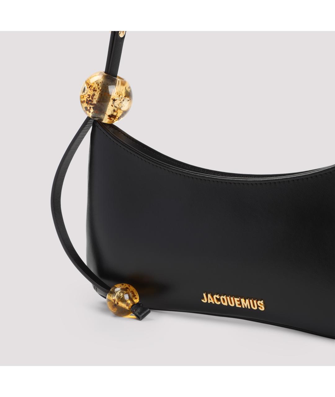 JACQUEMUS Черная кожаная сумка через плечо, фото 4