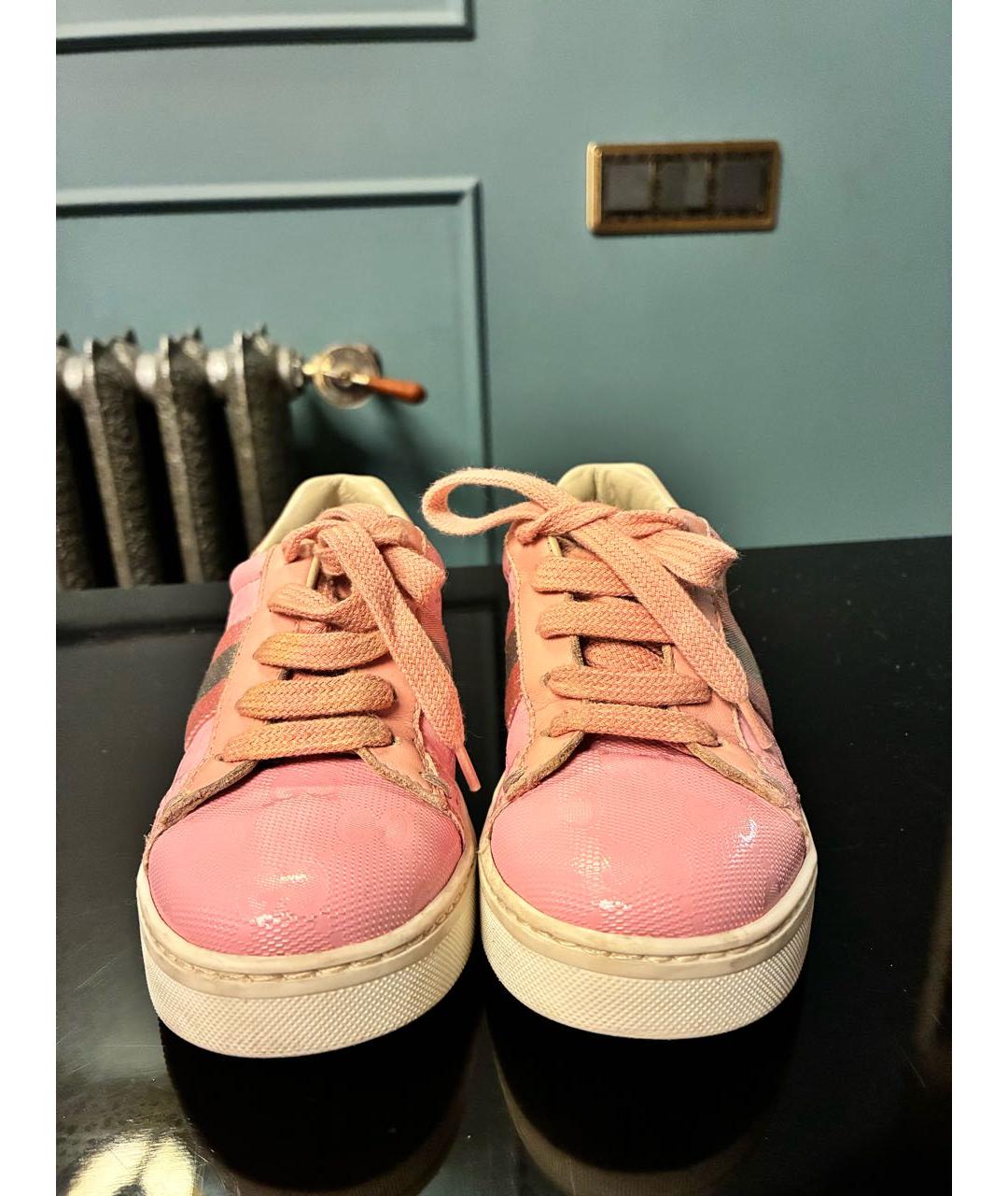 GUCCI KIDS Розовые кеды из лакированной кожи, фото 2