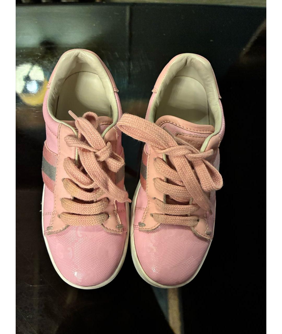 GUCCI KIDS Розовые кеды из лакированной кожи, фото 3
