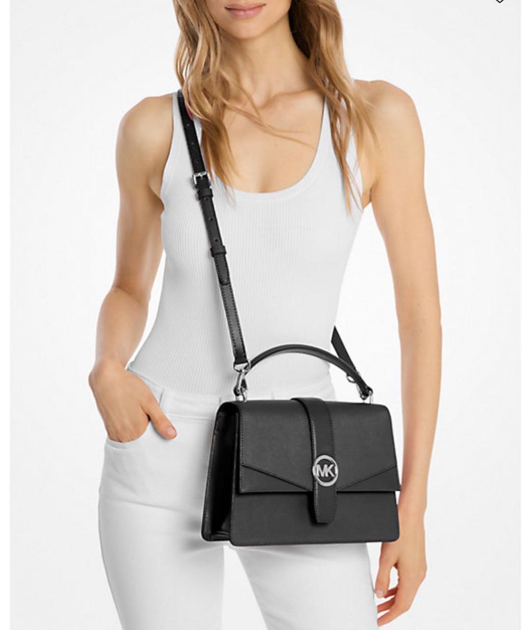 MICHAEL KORS Черная кожаная сумка через плечо, фото 4