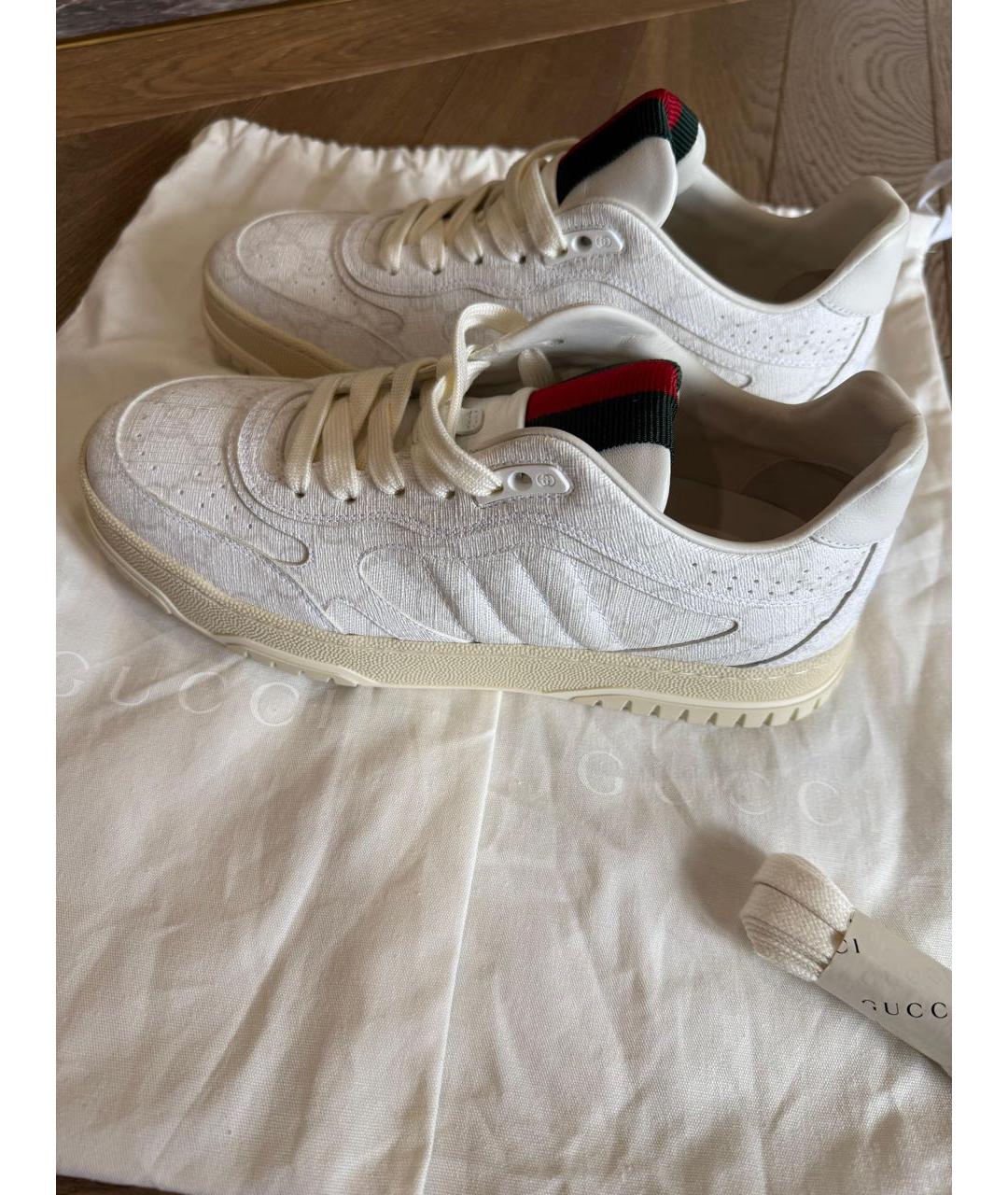 GUCCI Белые кожаные кроссовки, фото 6