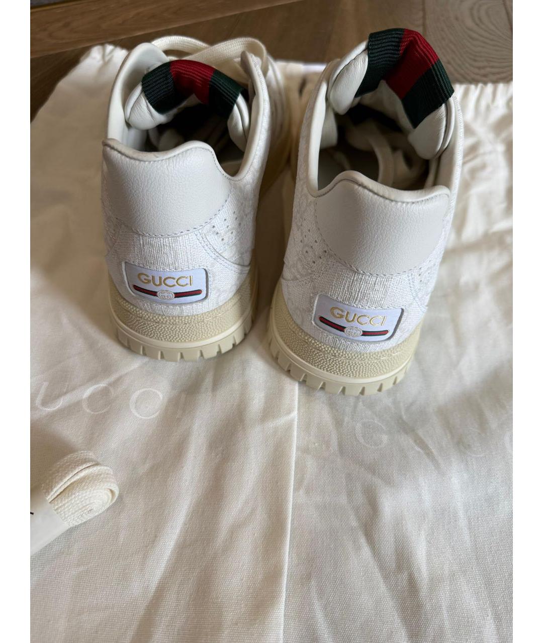 GUCCI Белые кожаные кроссовки, фото 3