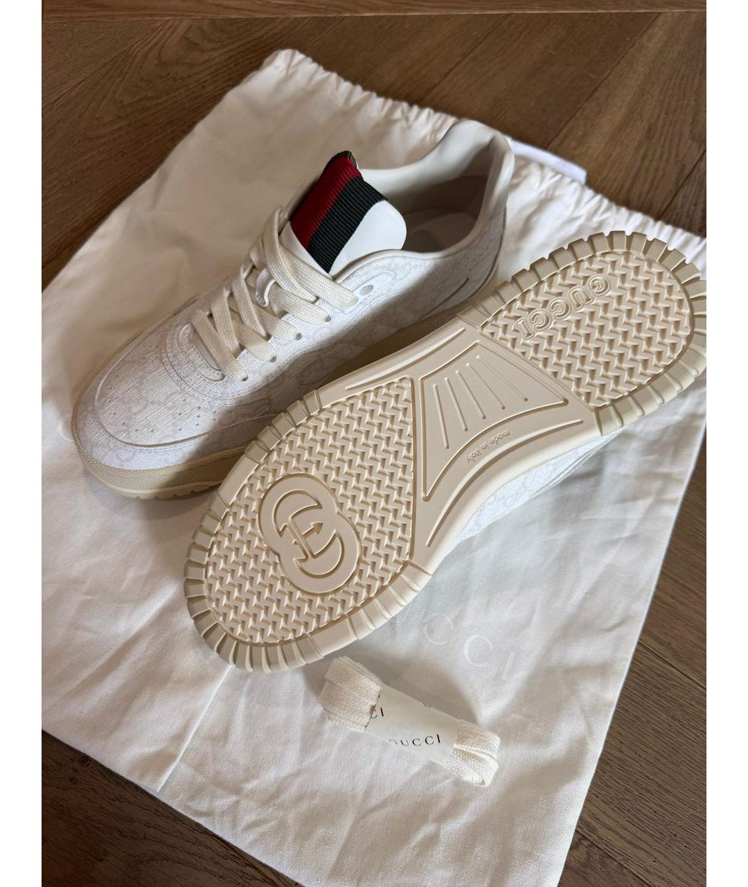 GUCCI Белые кожаные кроссовки, фото 4