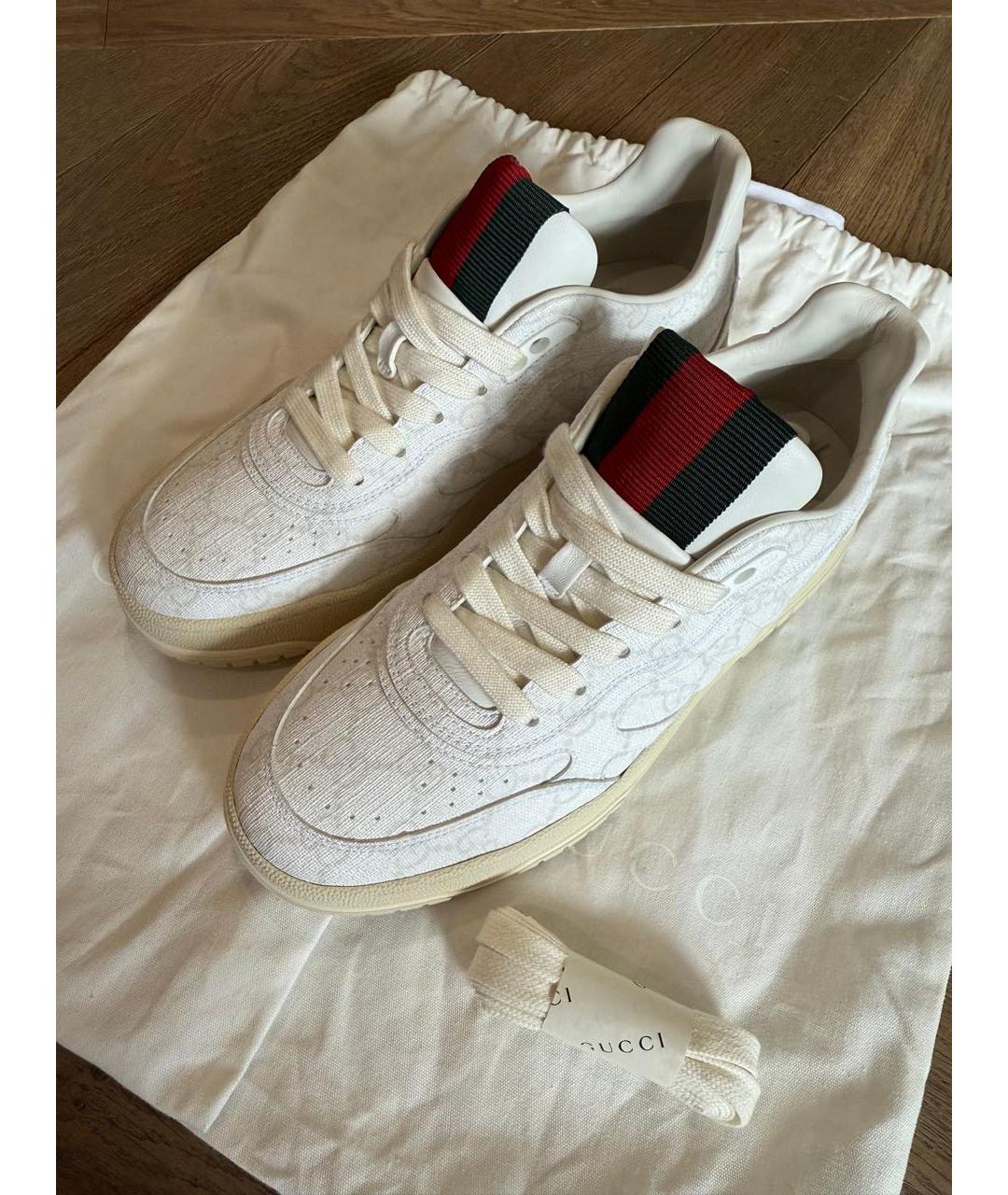 GUCCI Белые кожаные кроссовки, фото 2