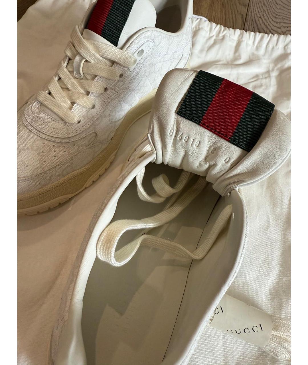 GUCCI Белые кожаные кроссовки, фото 5