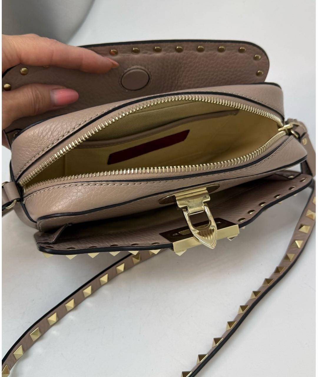 VALENTINO Бежевая кожаная сумка через плечо, фото 4