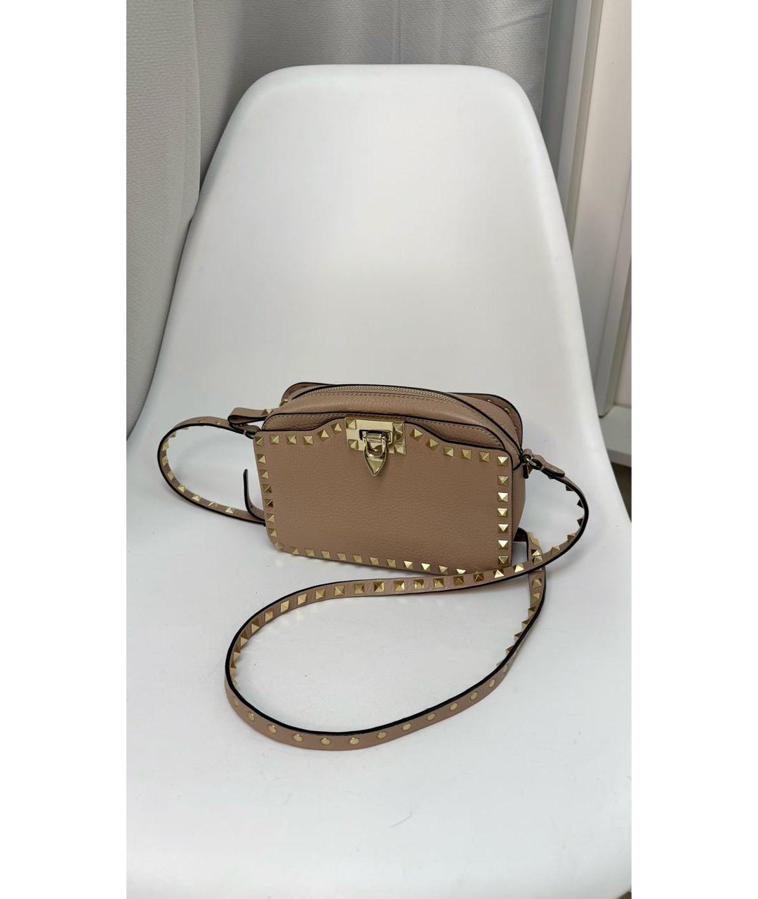 VALENTINO Бежевая кожаная сумка через плечо, фото 5