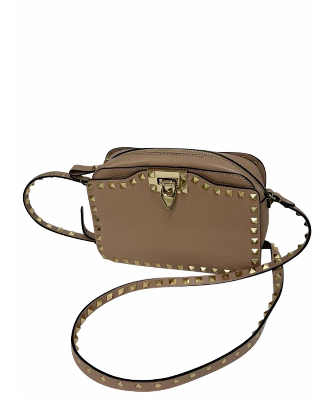 VALENTINO Бежевая кожаная сумка через плечо, фото 1